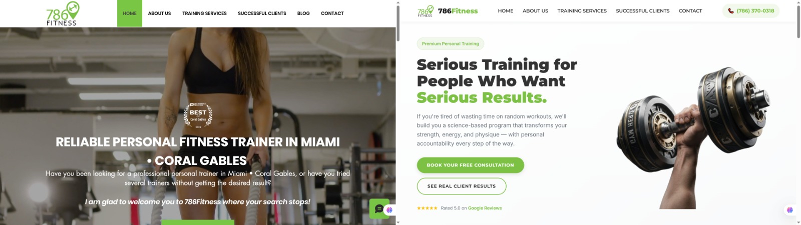 786 Fitness before & after redesign