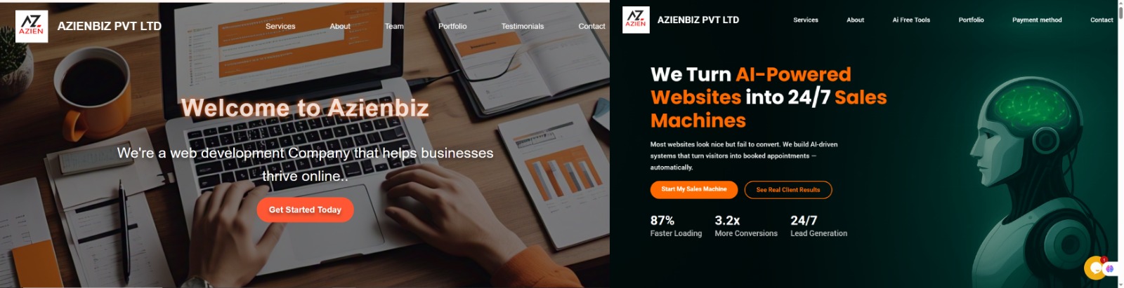 Advanced Web before & after redesign